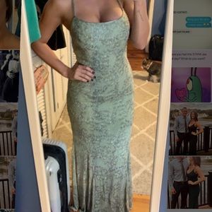 Cache formal gown. Gorgeous jade green & beading.